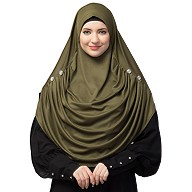 Instant jersey hijab with front gather - Olive